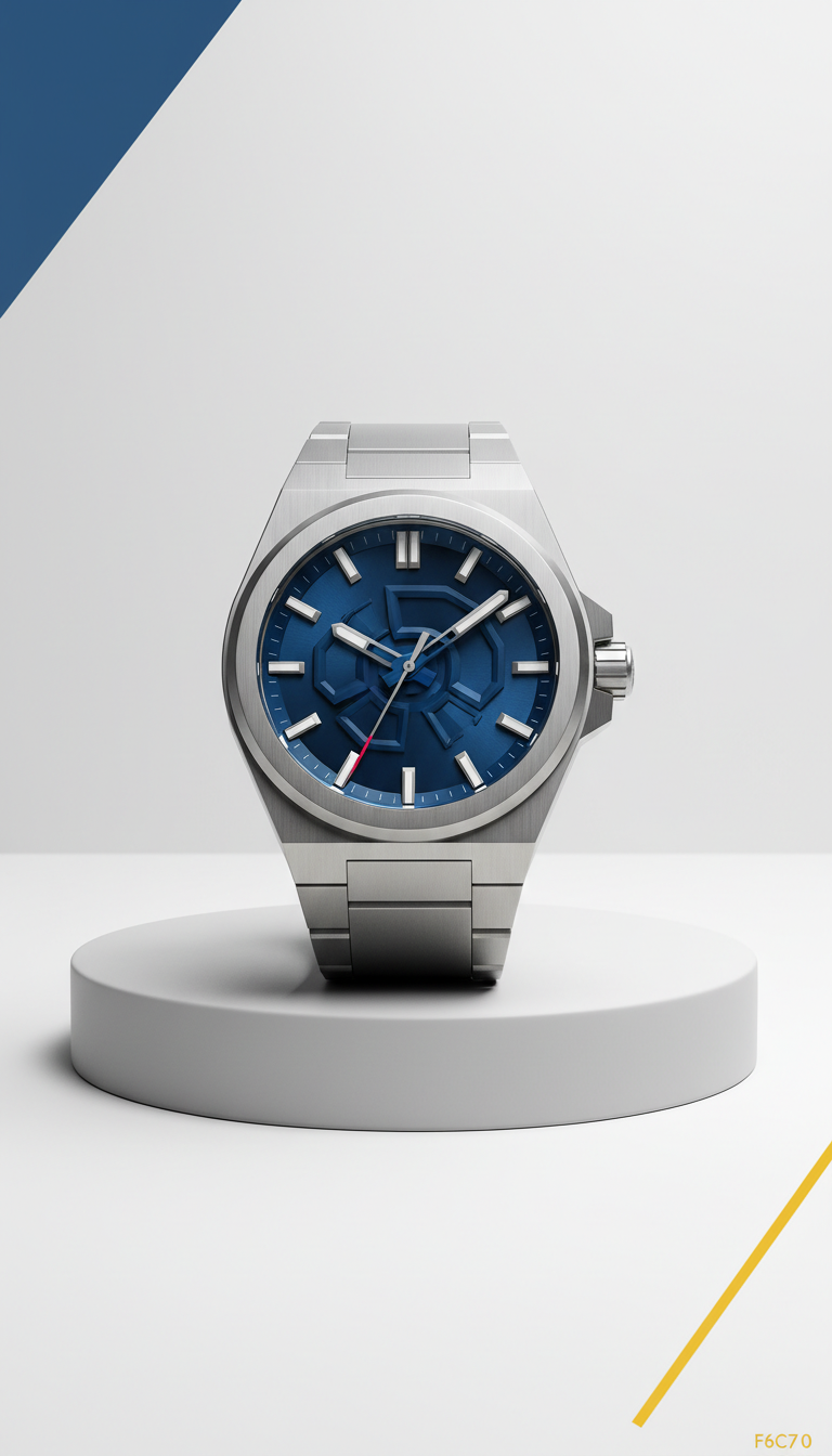 Titanium cobalt blue architectural dial watch